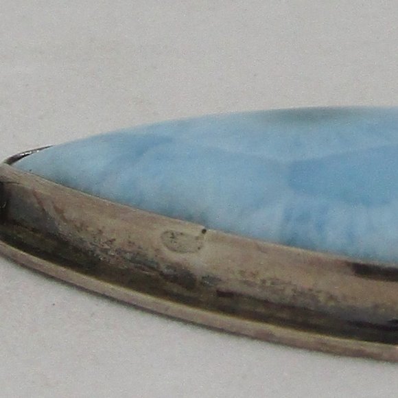 Teardrop Larimar and Sterling Silver Pendant - Picture 3 of 3